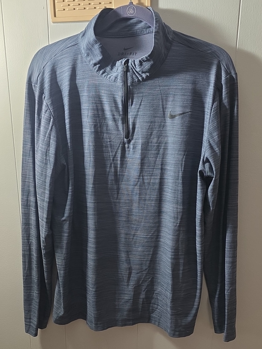 Nike Men’s Blue Striped Dri-Fit Quarter-Zip Pullover